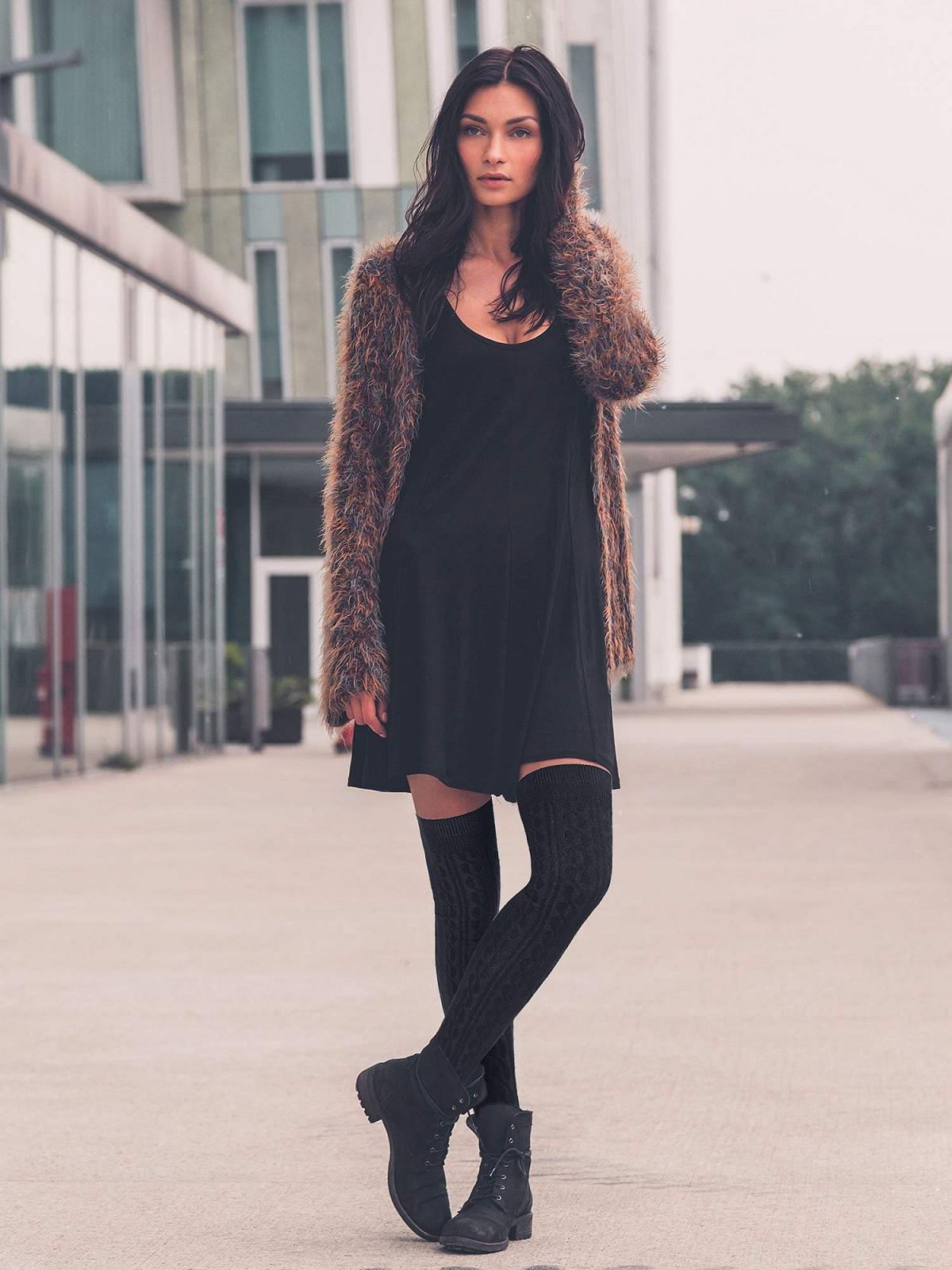 Высокие гольфы SATINIOR выше колена 3 пары Хлопковые вязаные гетры, черный, фото №3