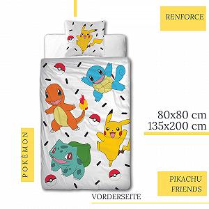 Постільна білизна Character World Pokemon 135 x 200 см + 80 x 80 см · Pokémon Pikachu & Friends Game · 100% бавовна · 2 предмети synthetic.ua - Фото 1