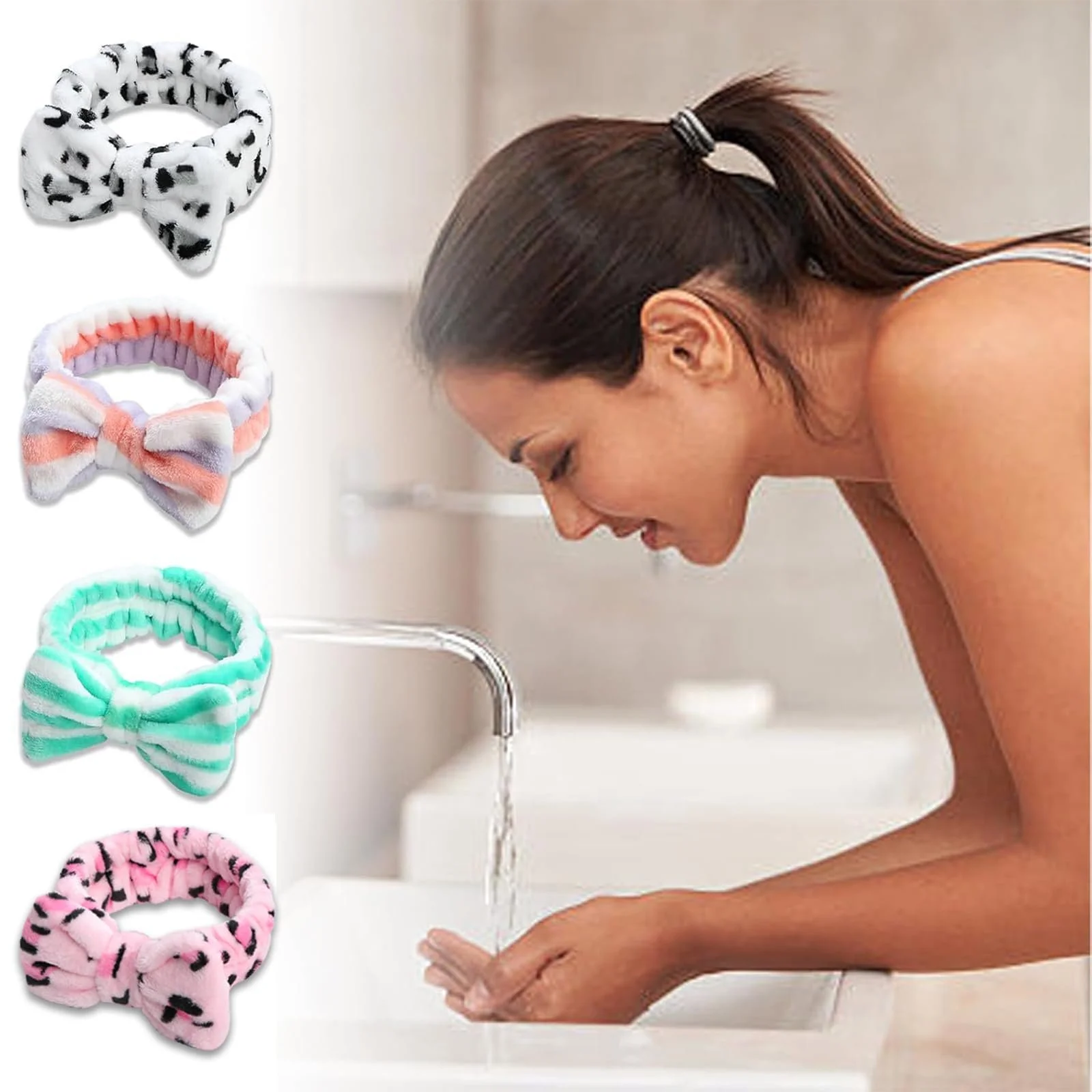 Пов'язка для волосся з бантом для макіяжу, 8 шт, фото №6