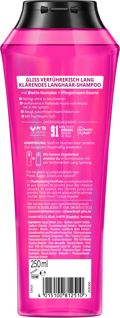 Шампунь Gliss Seductive Long (250 мл) з біотиновим комплексом та півонією, фото №8