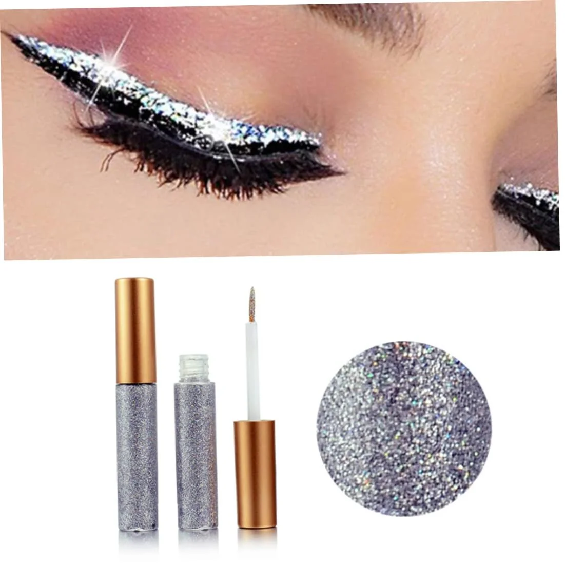 Подводка для глаз Glitter Liummrcy, жидкая, металлическая, блестящая, водостойкая, серая, 5 мл, фото №5 Подводка для глаз Glitter Liummrcy, жидкая, металлическая, блестящая, водостойкая, серая, 5 мл, фото №5