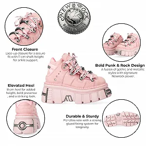 Ботинки New Rock M-106-C153 на платформі, рожеві, в готичному панк-стилі synthetic.ua - Фото 1