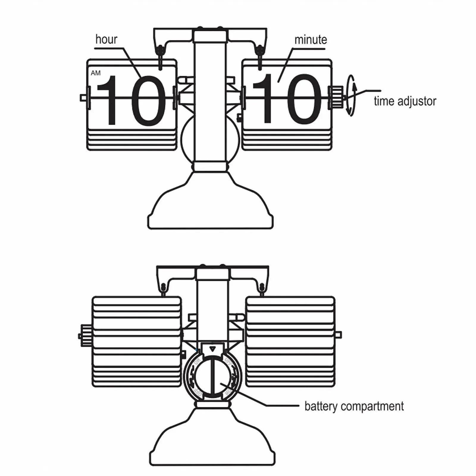 Годинник настільний Mumusuki Retro Folding, батарейне живлення, нержавіюча сталь, регульований час, легко читається, білий, фото №3