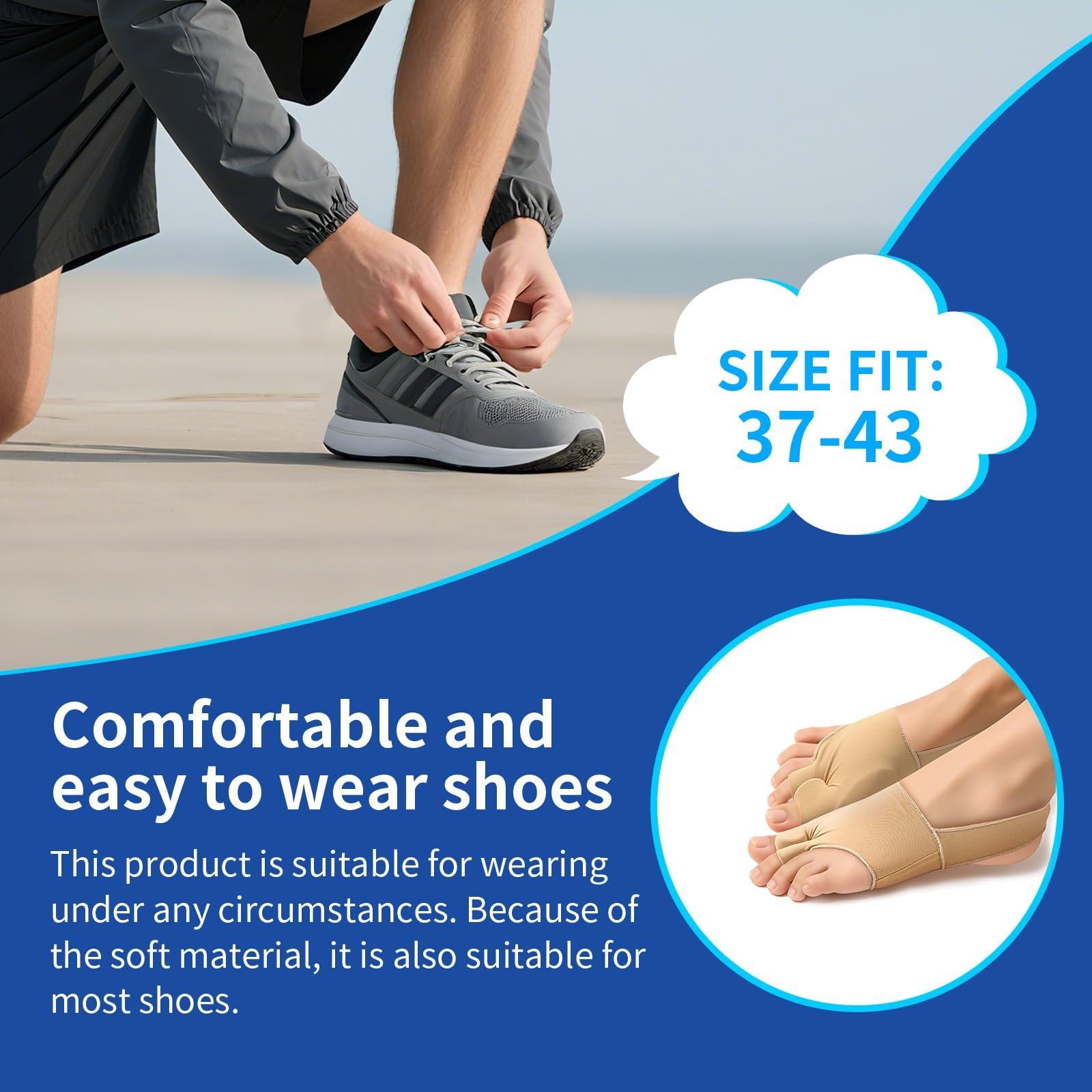 Роздільник для пальців ніг з п'ятковою стрічкою (2 шт.) Без ковзання Захист великого пальця ноги для чоловіків і жінок Підходить для більшості типів взуття Шкіра, фото №4 Роздільник для пальців ніг з п'ятковою стрічкою (2 шт.) Без ковзання Захист великого пальця ноги для чоловіків і жінок Підходить для більшості типів взуття Шкіра, фото №4