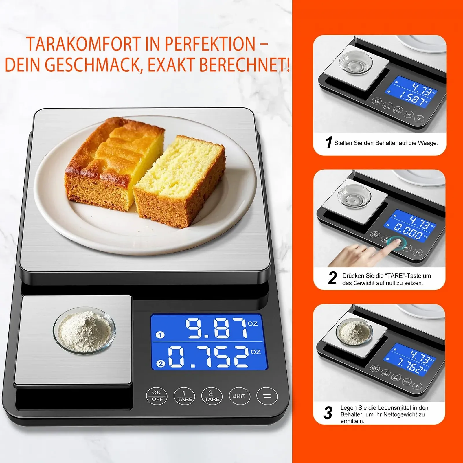 Кухонні ваги Brich з подвійною платформою 500 g/0.01 g та 15 kg/1 g 7 одиниць вимірювання, фото №8