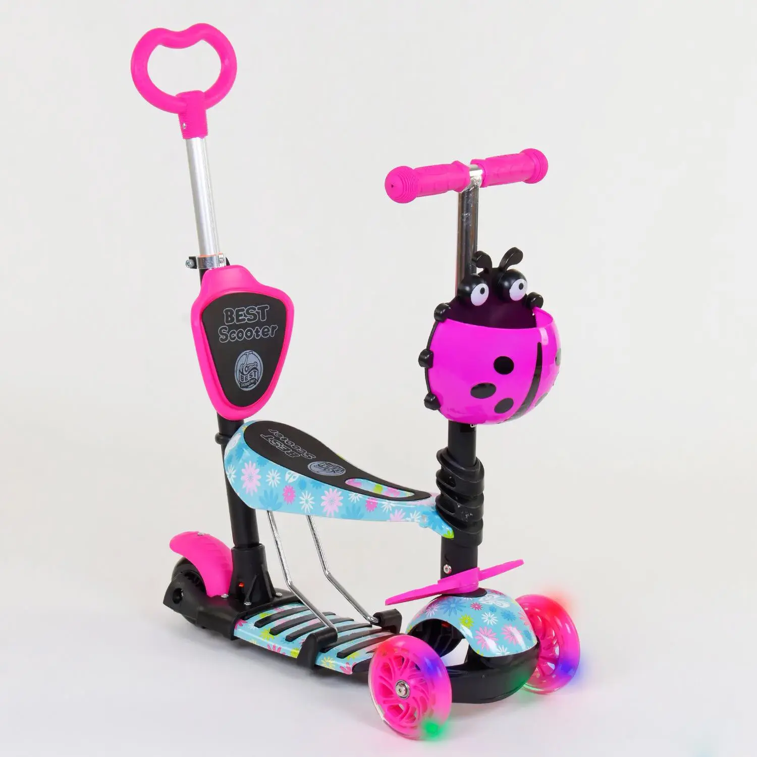 Самокат 5в1 Найкращий Scooter PU колеса з підосвітленням Абстракція Multicolor 84215, фото №1