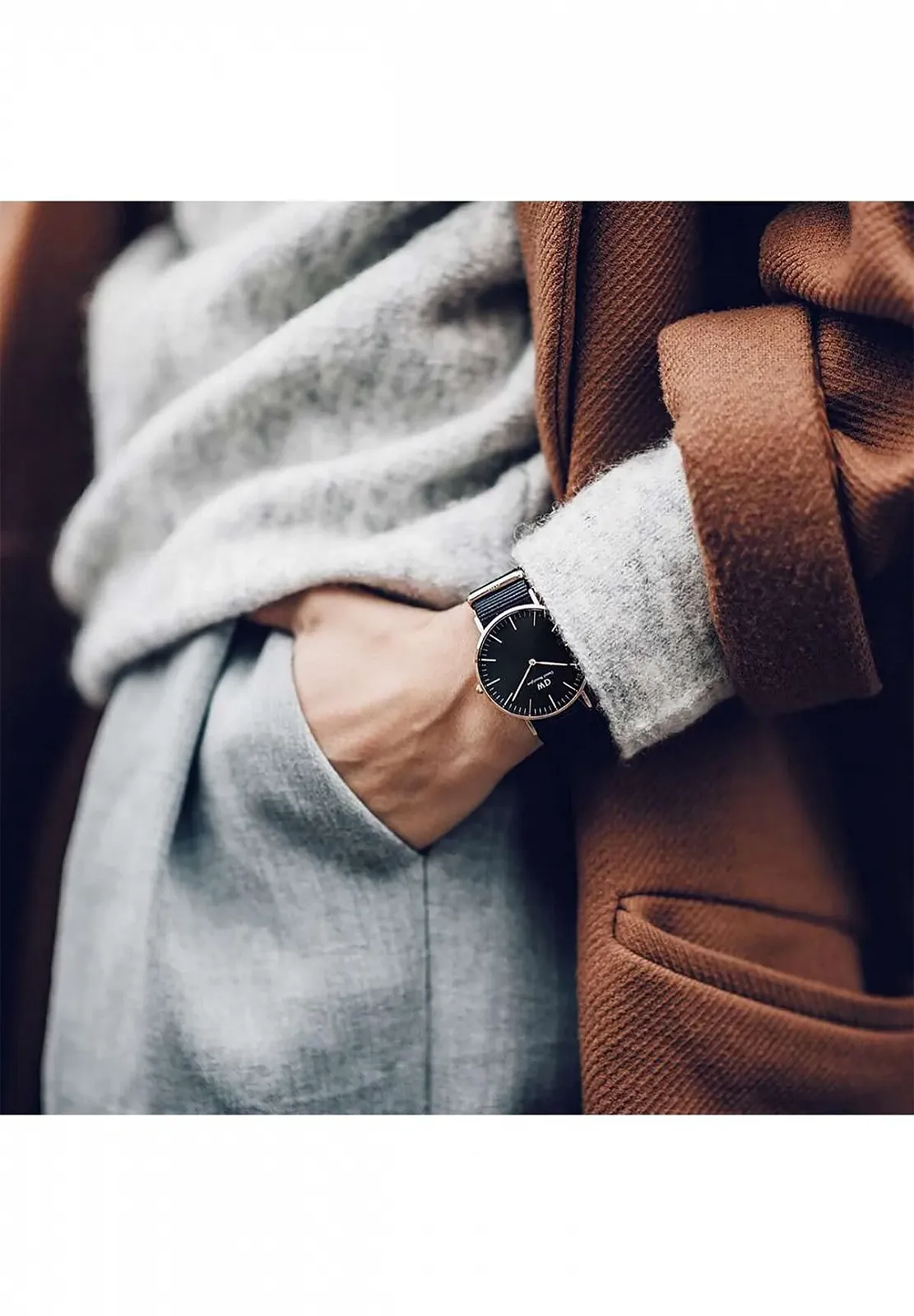 Мужские часы NATO Daniel Wellington Classic Cornwall, черные / розовое золото, 36 мм, фото №2 Мужские часы NATO Daniel Wellington Classic Cornwall, черные / розовое золото, 36 мм, фото №2