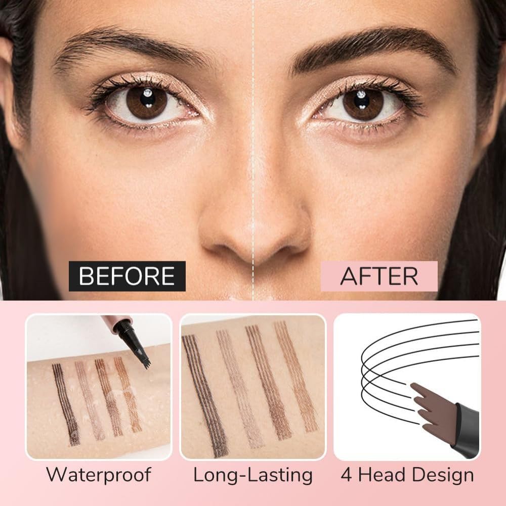 Олівець для брів Magic Waterproof 3D Microblading 4 Fork Tips Dark Brown, фото №3