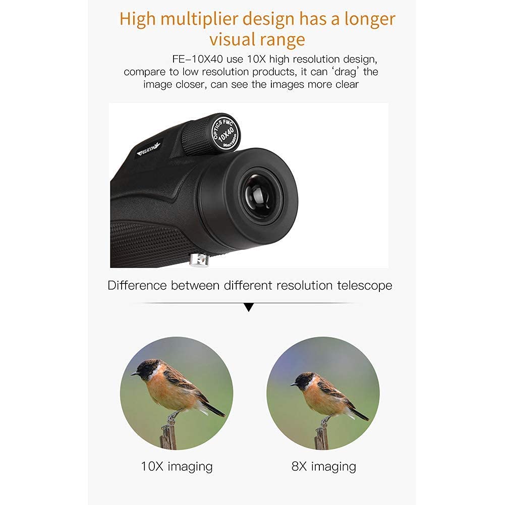 Монокуляр High Performance 10x40 HD Waterproof Compact с Трипод Multi Coated BAK4 Zoom Lens, фото №5