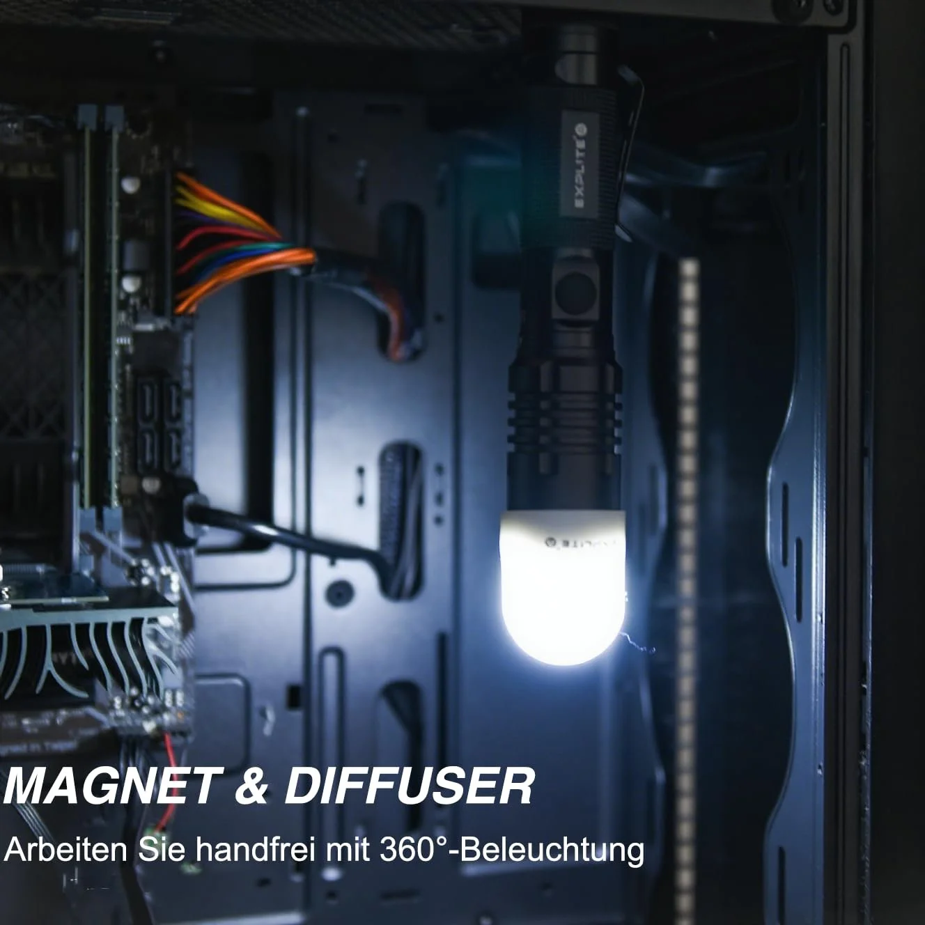 Ліхтар LED Акумуляторний, Надзвичайно Яскравий Магнітний USB C, Дифузор і Магнітний Затискач, З можливістю зміни масштабу та Водонепроникний, Акумуляторні Ліхтарі, для Кемпінгу, Виживання, Відкритого повітря, фото №3