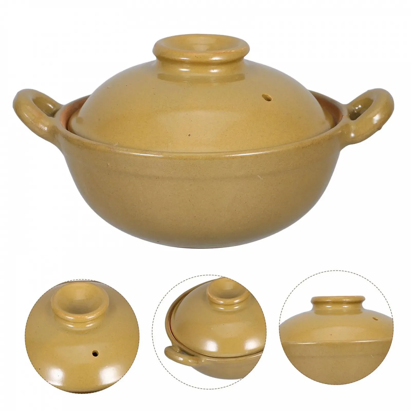 Кастрюля для тушения керамическая глиняная с ручкой 500 мл антипригарная, фото №8