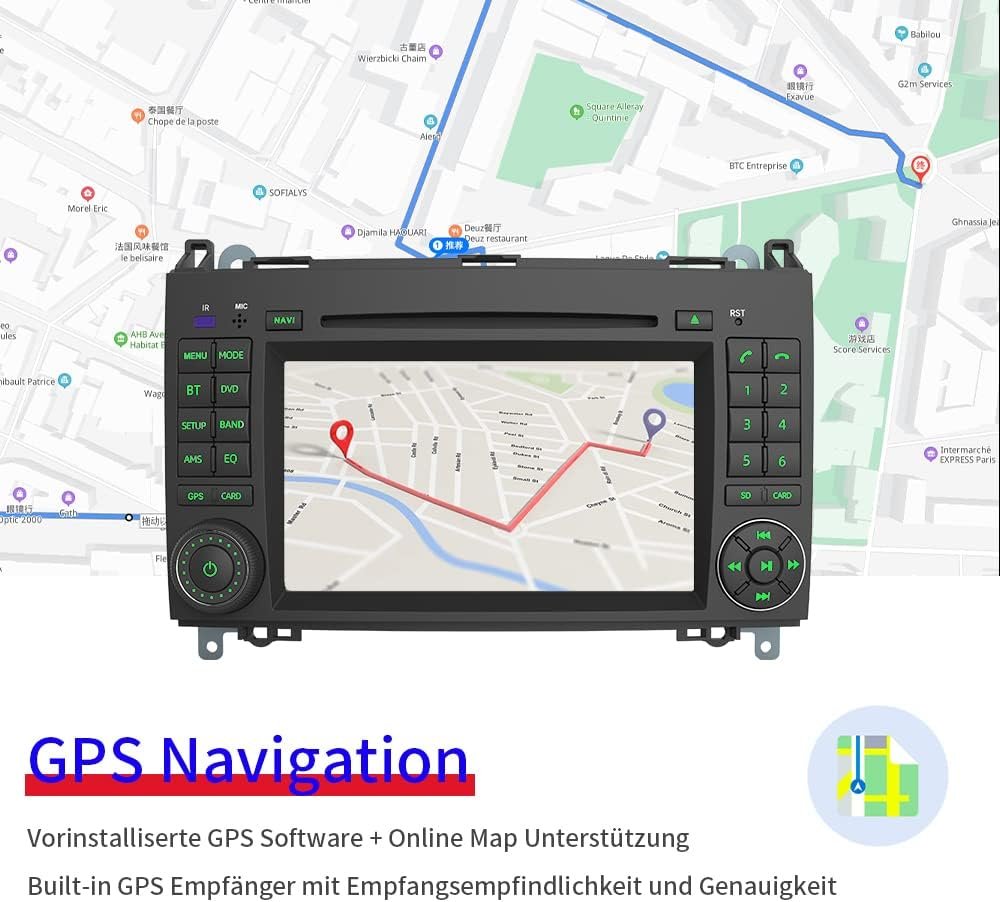 Штатна автомагнітола AWESAFE AW-M8B для Mercedes-Benz / 7" / Сенсорна / 2/32Гб / Android 12 / Apple CarPlay / Android Auto / Bluetooth / WI-FI / GPS / USB / CD / DVD / DAB+, фото №2