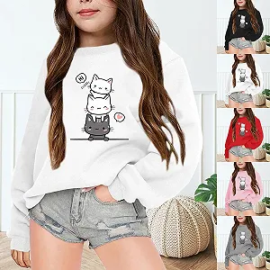 Свитшот Eauptffy С длинным рукавом Весна Осень Для девочки Свободный Топ Повседневная Удобная Легкая Теплая Спортивная рубашка synthetic.ua - Фото 1