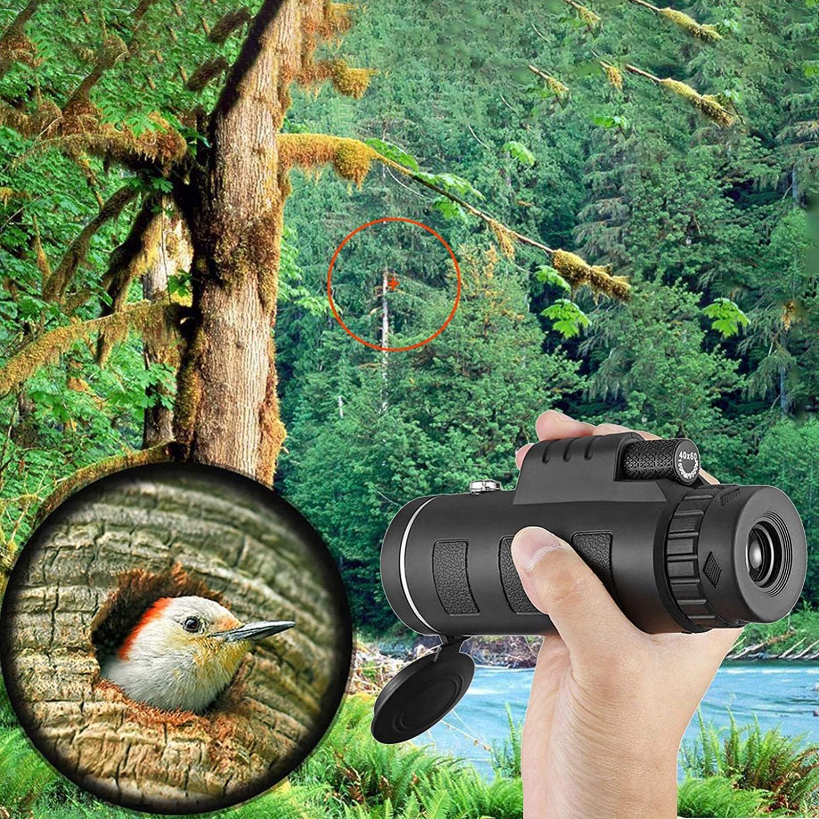 Монокуляр TAZYMKSD 40x60 HD FMC BAK4 с держателем для смартфона и водонепроницаемым штативом, фото №4