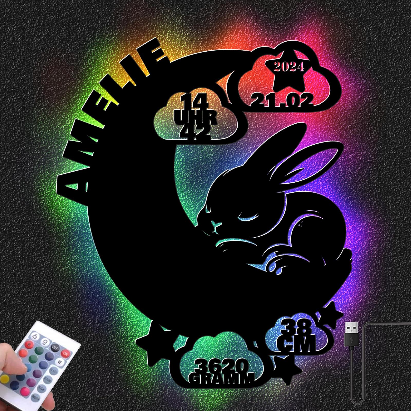 Светильник Namofactur DIY Moon Rabbit Персонализированный Подарок для Младенцев с Подсветкой LED, фото №2