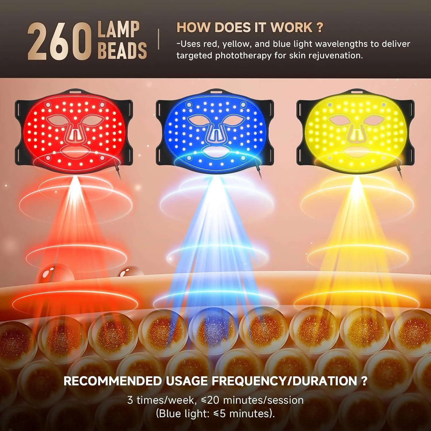 LED Маска Yaskyly для обличчя зі світловою терапією червоним світлом, LED маска для обличчя, фото №4