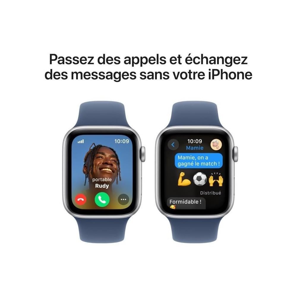 Смарт-годинник Apple Watch SE (2nd Generation) GPS + Cellular 44mm Алюмінієвий корпус Сріблястий і спортивний ремінець Denim (M/L), фото №4