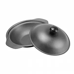 Каструля чавунна з кришкою термостійка 22 см для тушкування - Фото 1