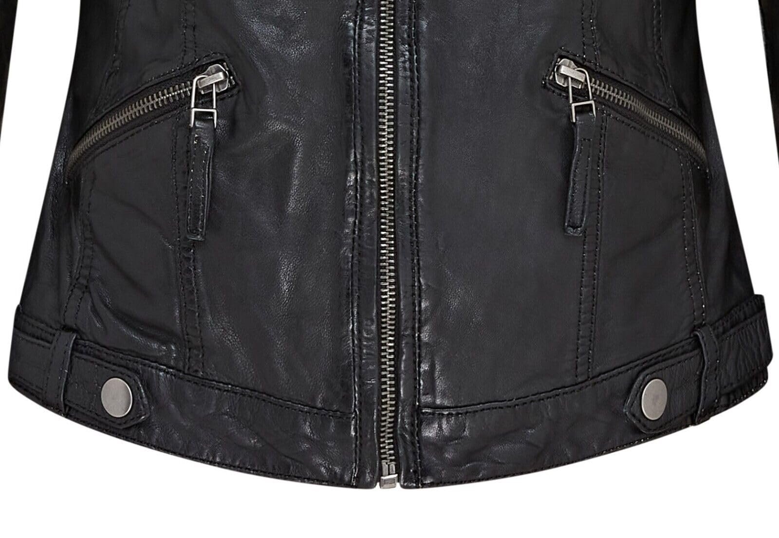 Кожаная мотоциклетная куртка с капюшоном Infinity Leather Classic женская, фото №4