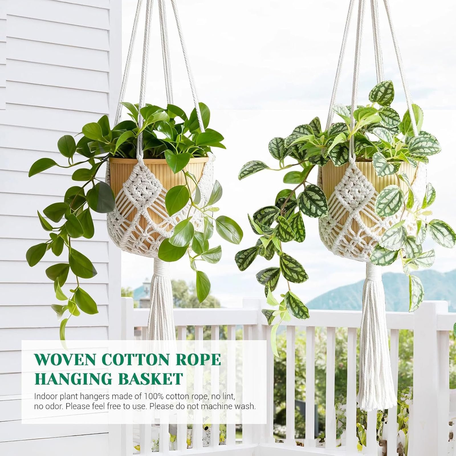 Підвісні кошики макраме 2 штуки Бавовна, фото №2