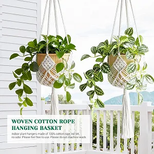 Підвісні кошики макраме 2 штуки Бавовна synthetic.ua - Фото 1