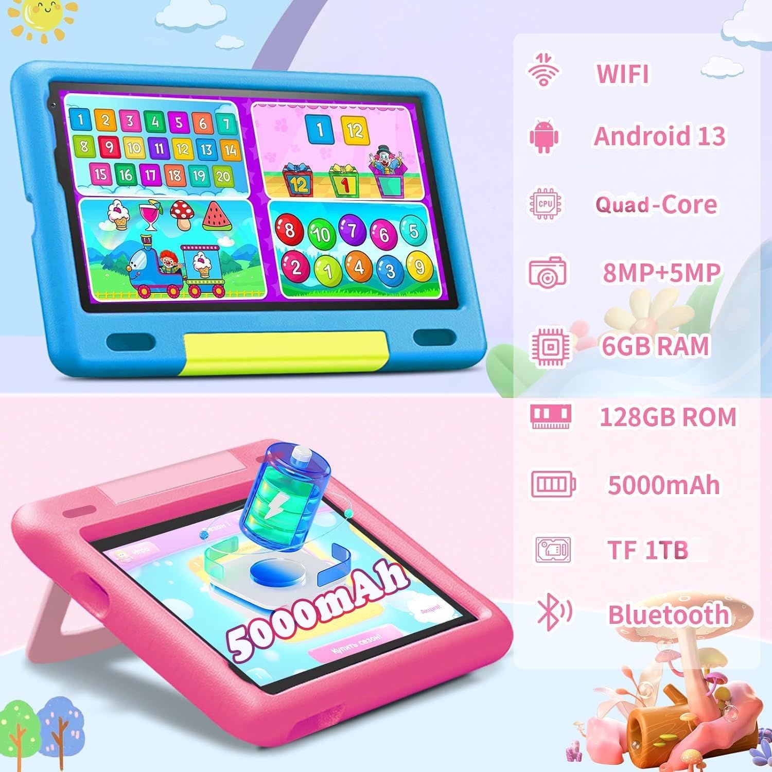 Планшет 8" XUEMI X1 6/128GB 8 ядер Android 13 6000 mAh Блакитний, фото №2