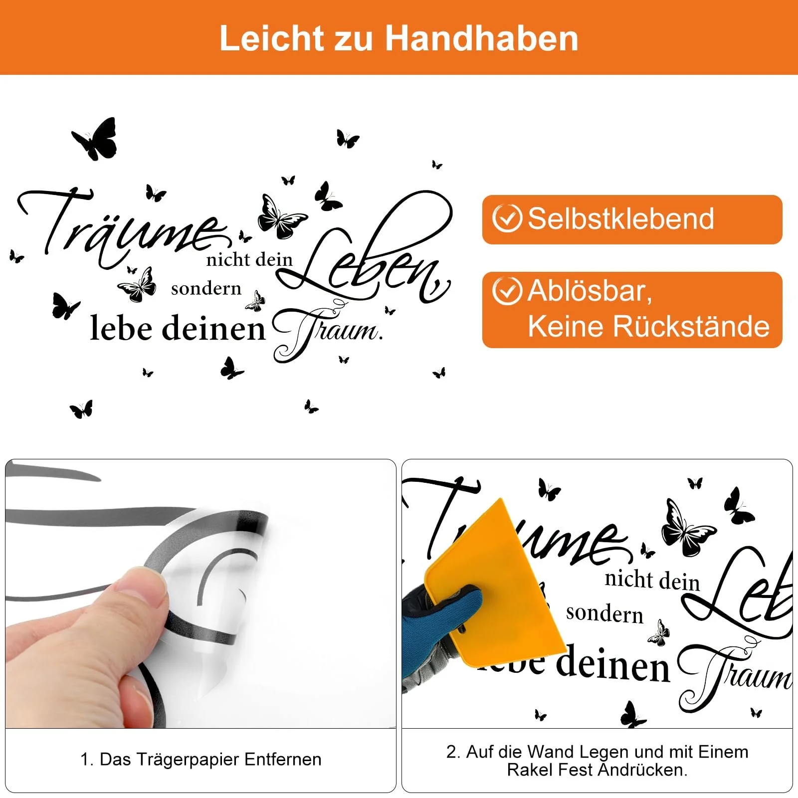 Настінна наклейка Фрази та метелики Чорний, фото №6 Настінна наклейка Фрази та метелики Чорний, фото №6
