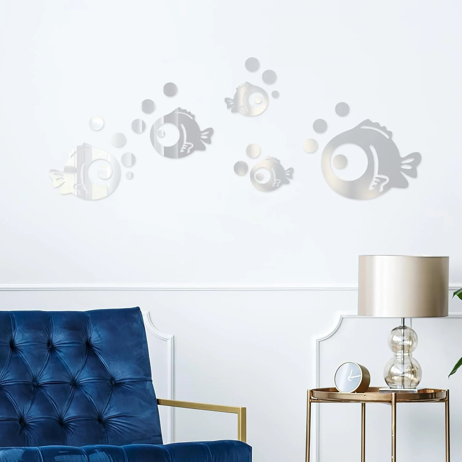Дзеркальна наклейка Fish and Bubbles 3D акрилова 30 шт, фото №4