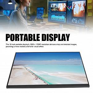 Монітор ASHATA Portable Display 18 дюймів HD 1920 x 1280 IPS USB C HDMI Ігровий Дисплей synthetic.ua - Фото 1