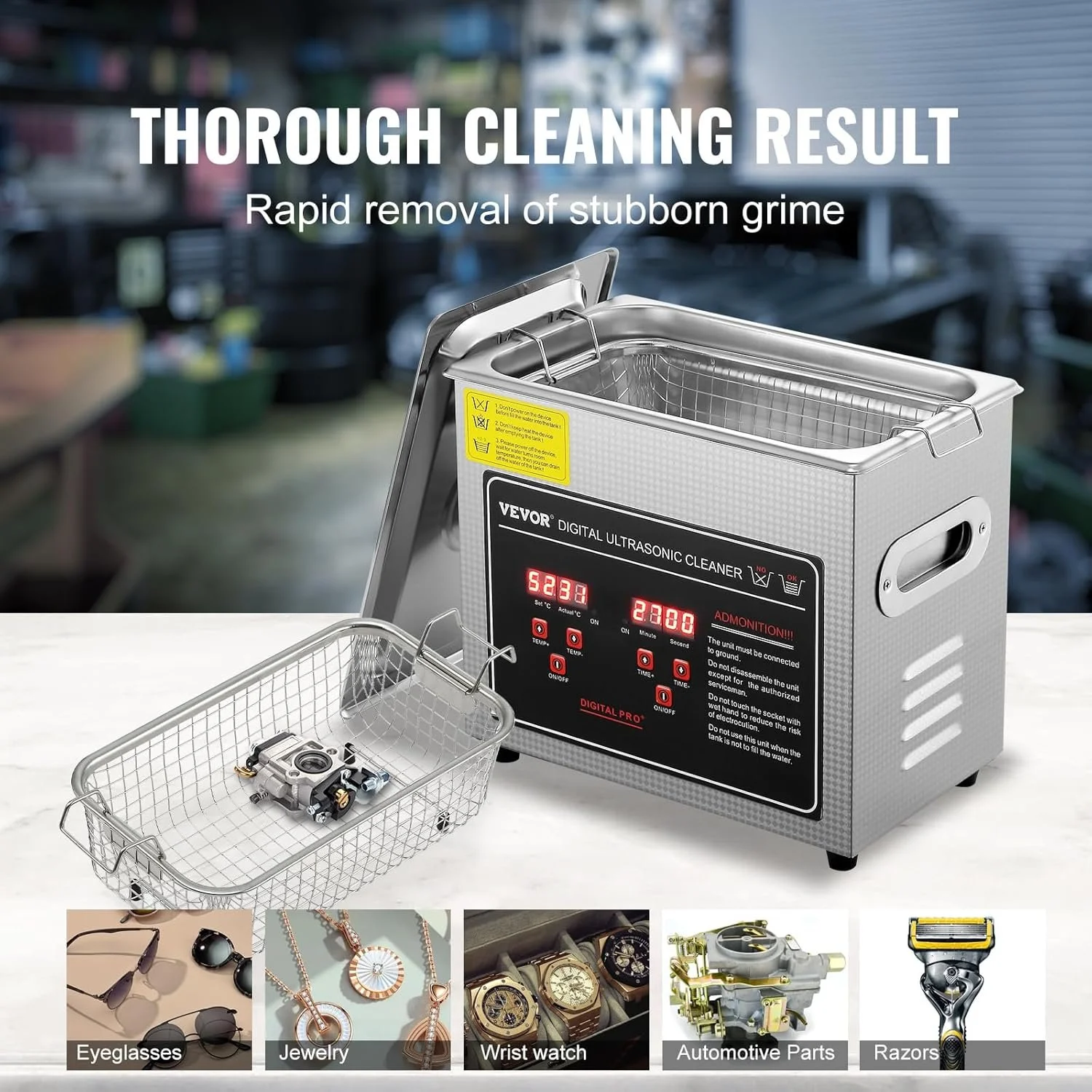 Ультразвуковий очисник Vevor Ultrasonic Cleaners 3L KZ-D3 Silver, фото №5 Ультразвуковий очисник Vevor Ultrasonic Cleaners 3L KZ-D3 Silver, фото №5