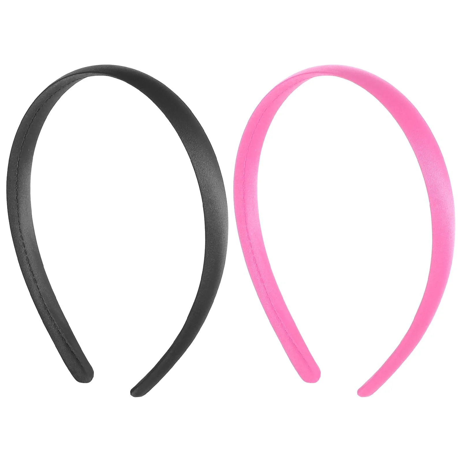 Обруч на голову атласна Pack of 2 Широка Однотонна Чорний + Рожевий, Ширина 1,5 см, фото №8
