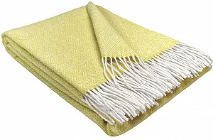 Плед STTS International Tirol шерстяной, 100% натуральная шерсть, 140 x 200 см, желтый (1) - Фото 1