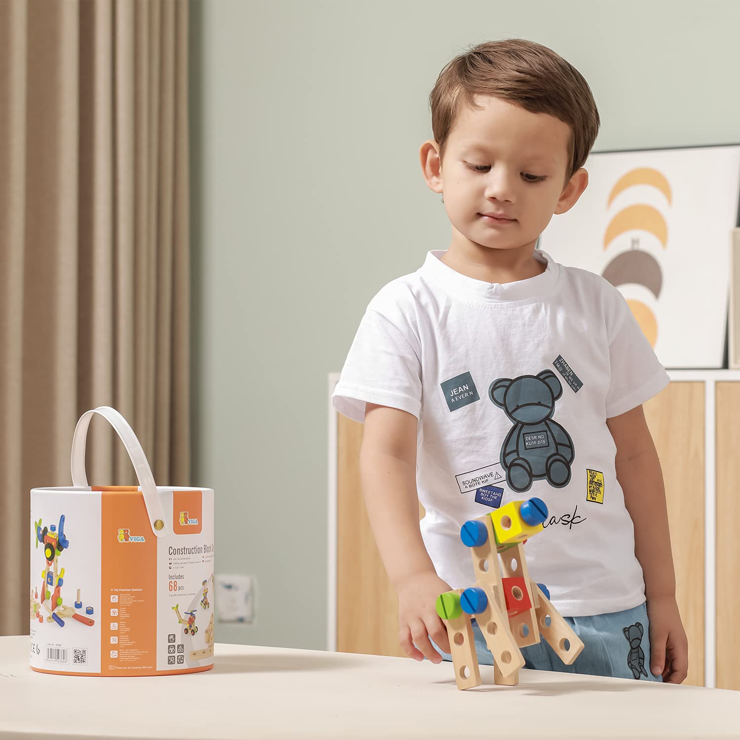 Набір Viga Model Construction 68 предметів Дерев'яний, фото №5