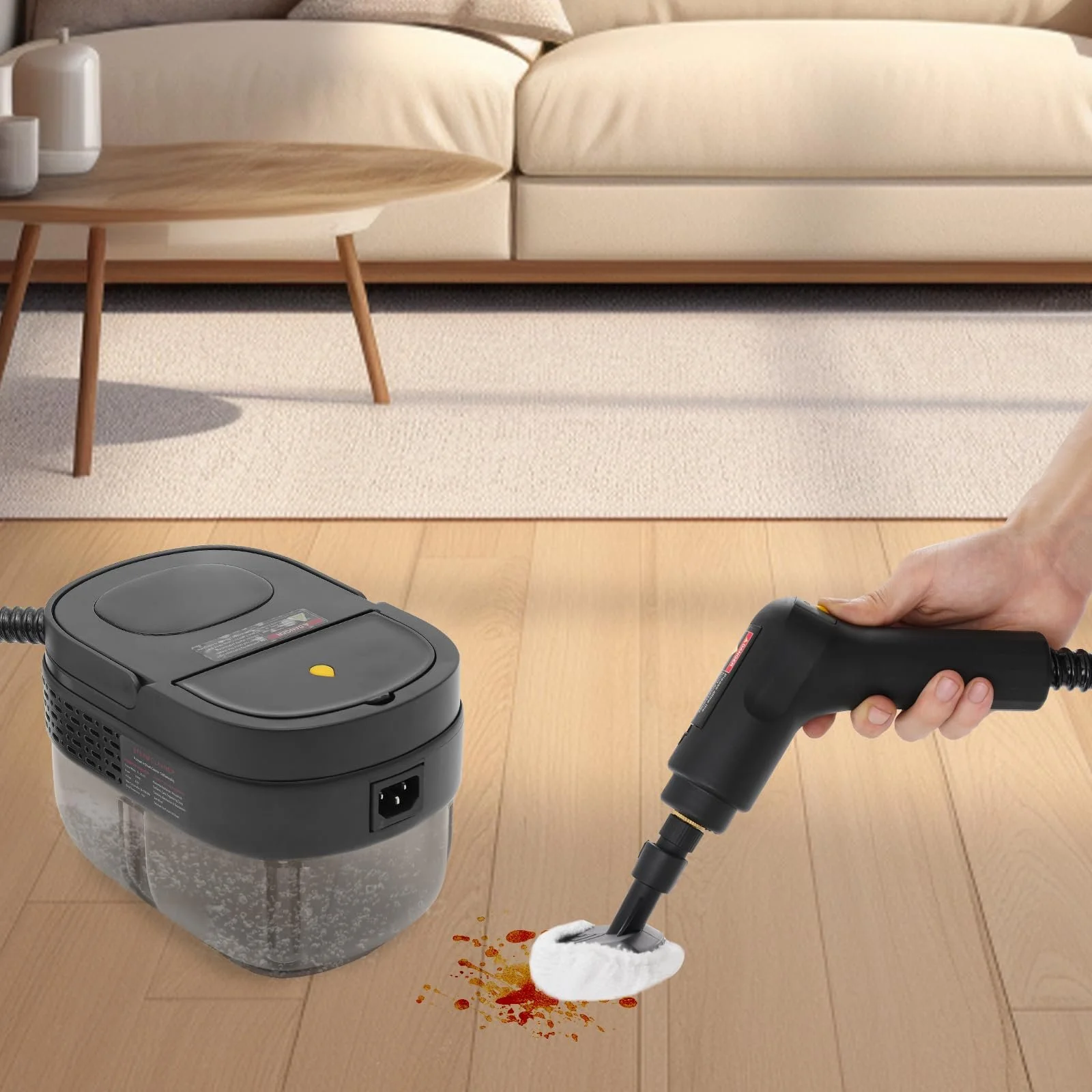 Ручний багатофункціональний пароочисник 1.6 л 45-55 хв 9 аксесуарів 105°C 21×15×15 см, фото №4