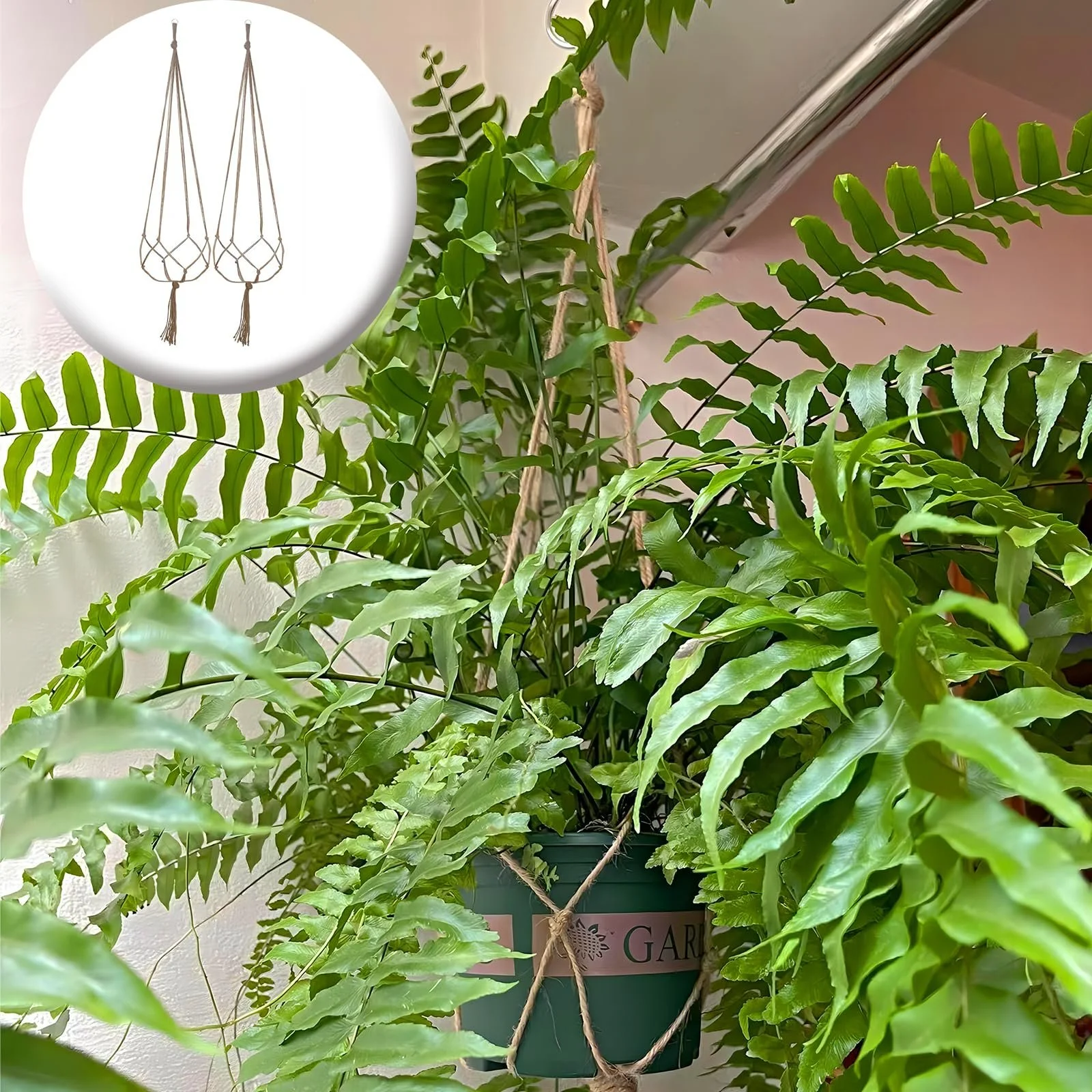 Підвісні тримачі для рослин макраме 122 см 2 шт. Набір, фото №6 Підвісні тримачі для рослин макраме 122 см 2 шт. Набір, фото №6