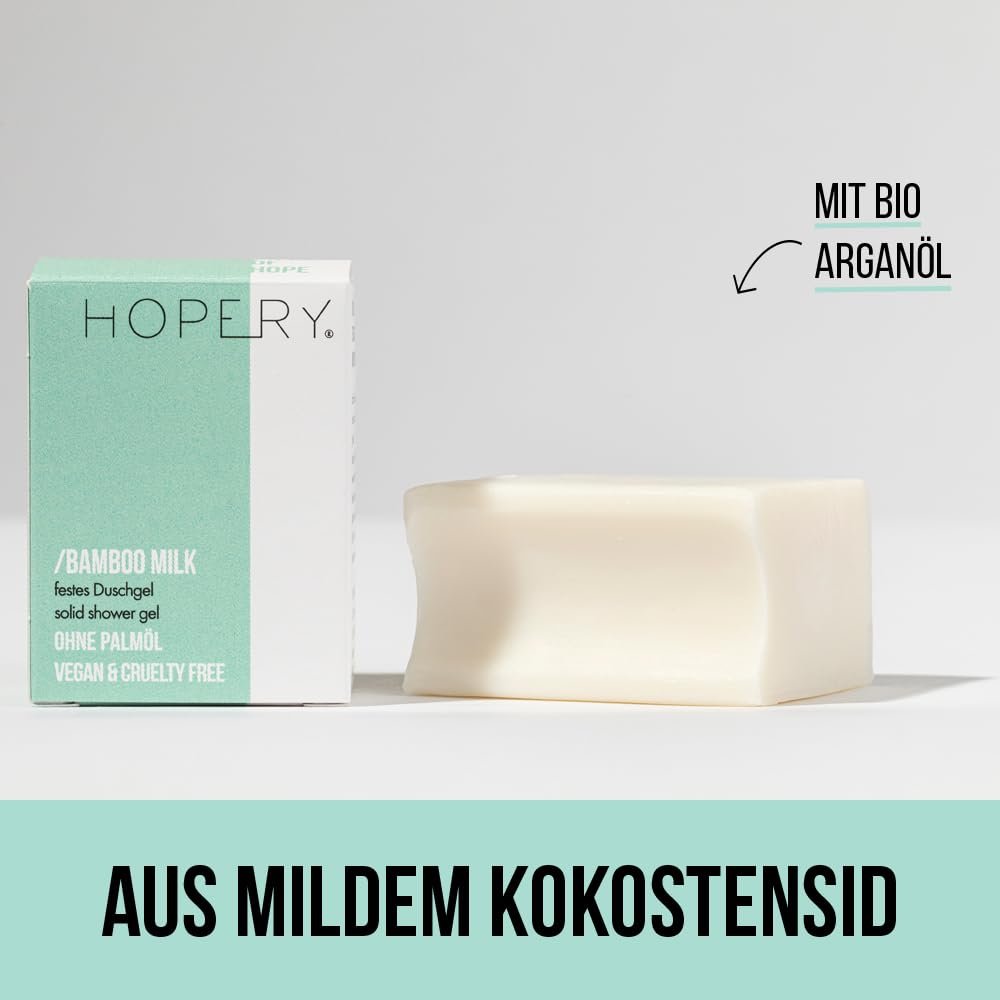 Твердий гель для душу Hopery Bamboo & Milk 70 г Веганський, фото №4