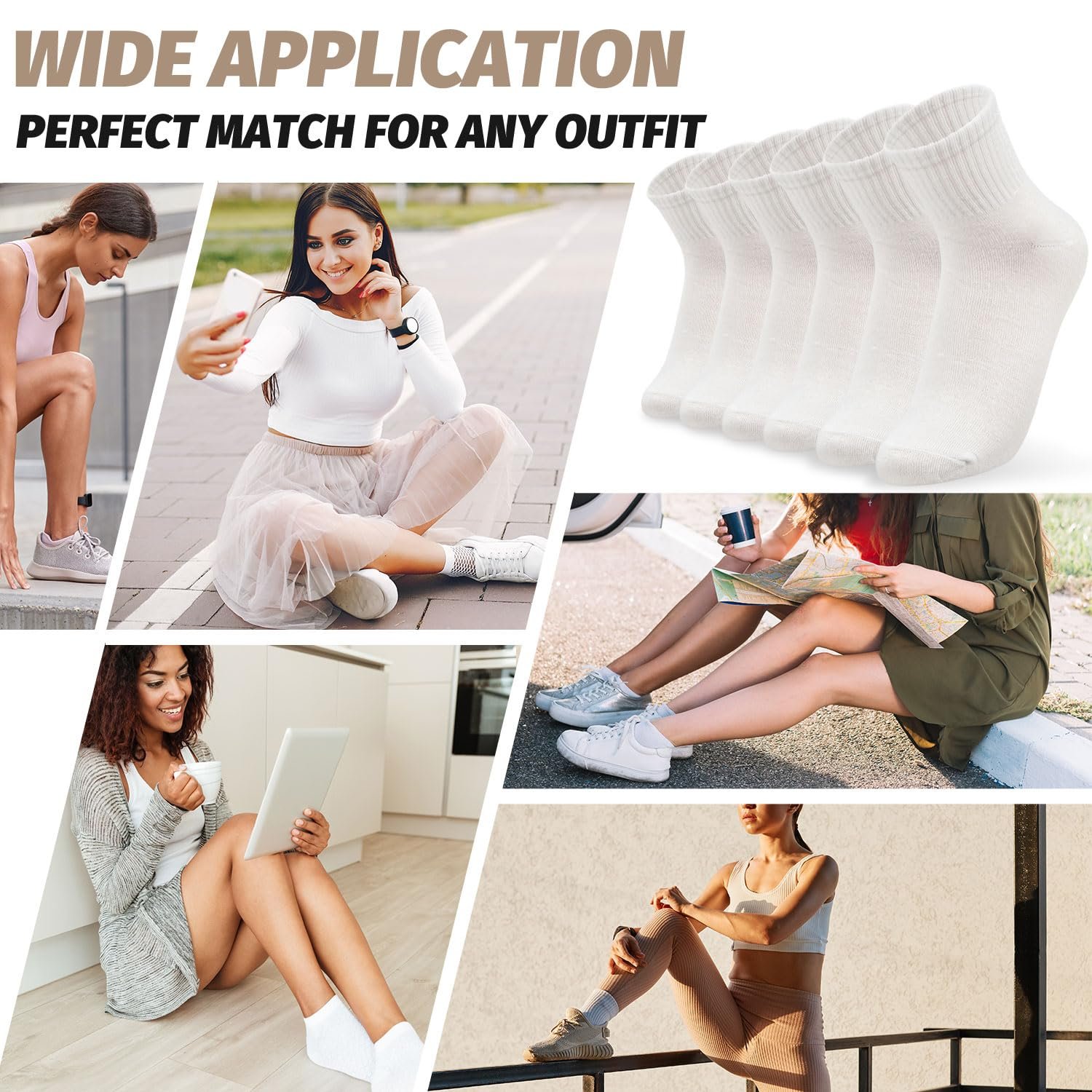 Носки Женские Хлопковые Спортивные Белые 6 пар 35-38/39-42, фото №6