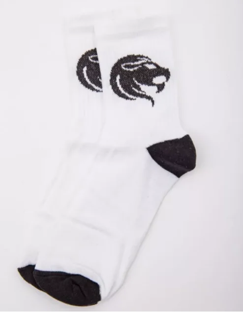 Жіночі шкарпетки білі з принтом знак зодіаку Лев, фото №1 Жіночі шкарпетки білі з принтом знак зодіаку Лев, фото №1