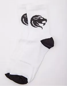 Жіночі шкарпетки білі з принтом знак зодіаку Лев - Фото 1