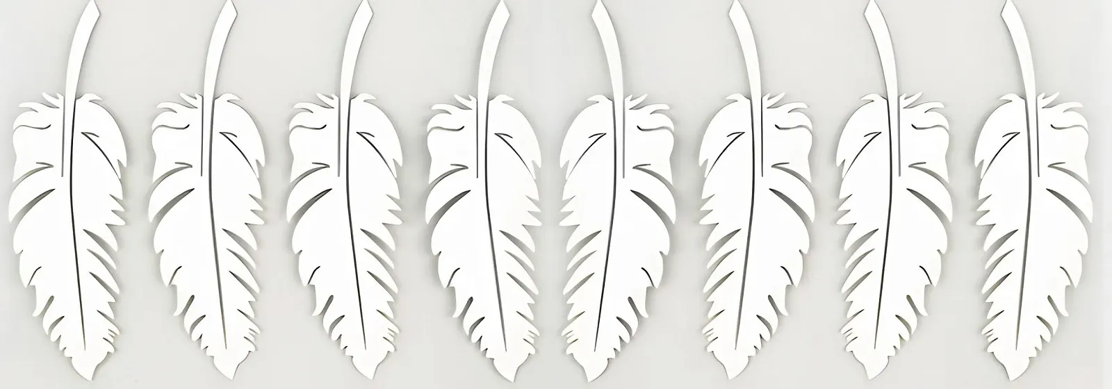 Наклейка на стіну Пір'я 8 штук Світловідбивальна Сріблястий та білий, фото №1