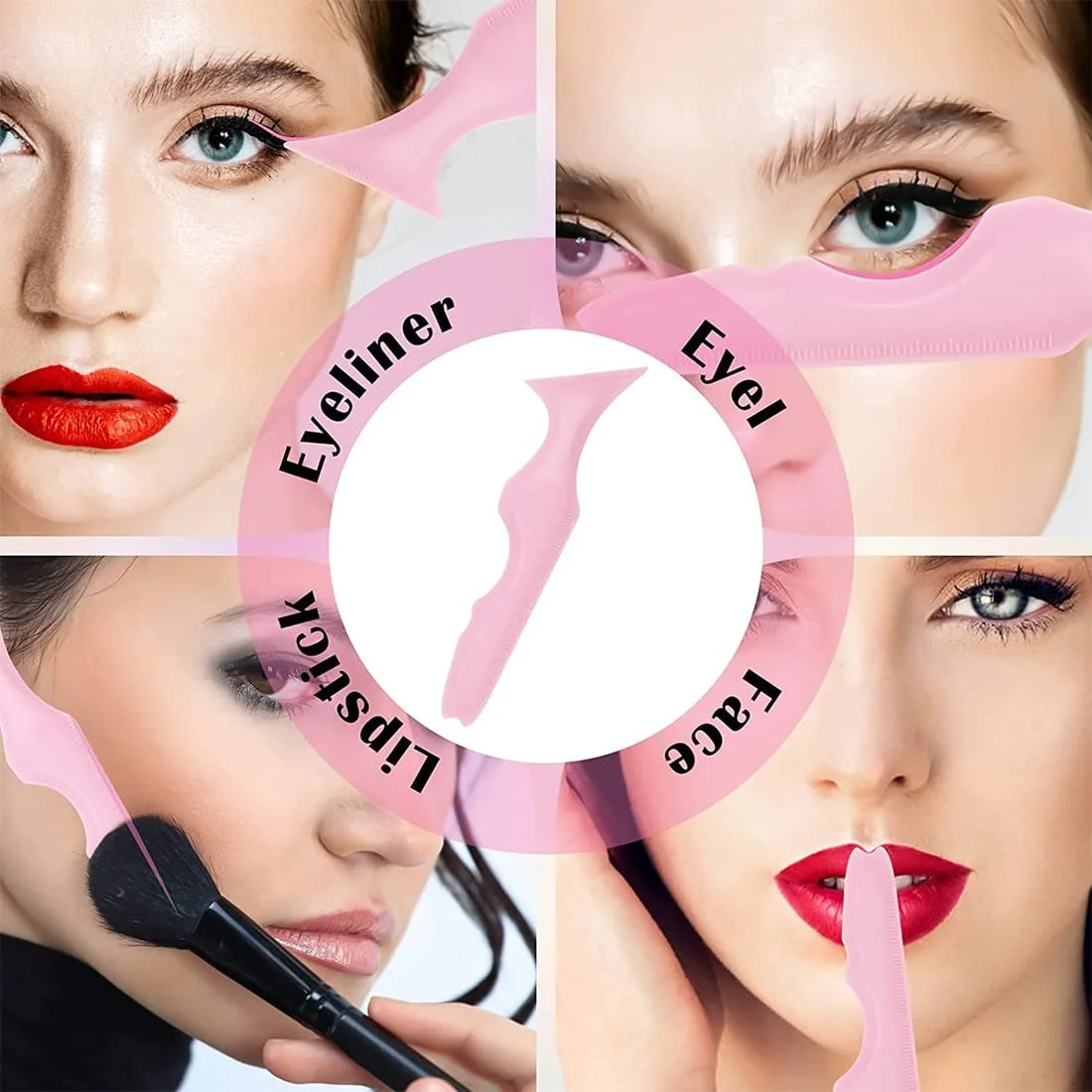 Шаблони PLABBDPL Eyeliner Силіконові Багаторазові Рожевий Фіолетовий, фото №5