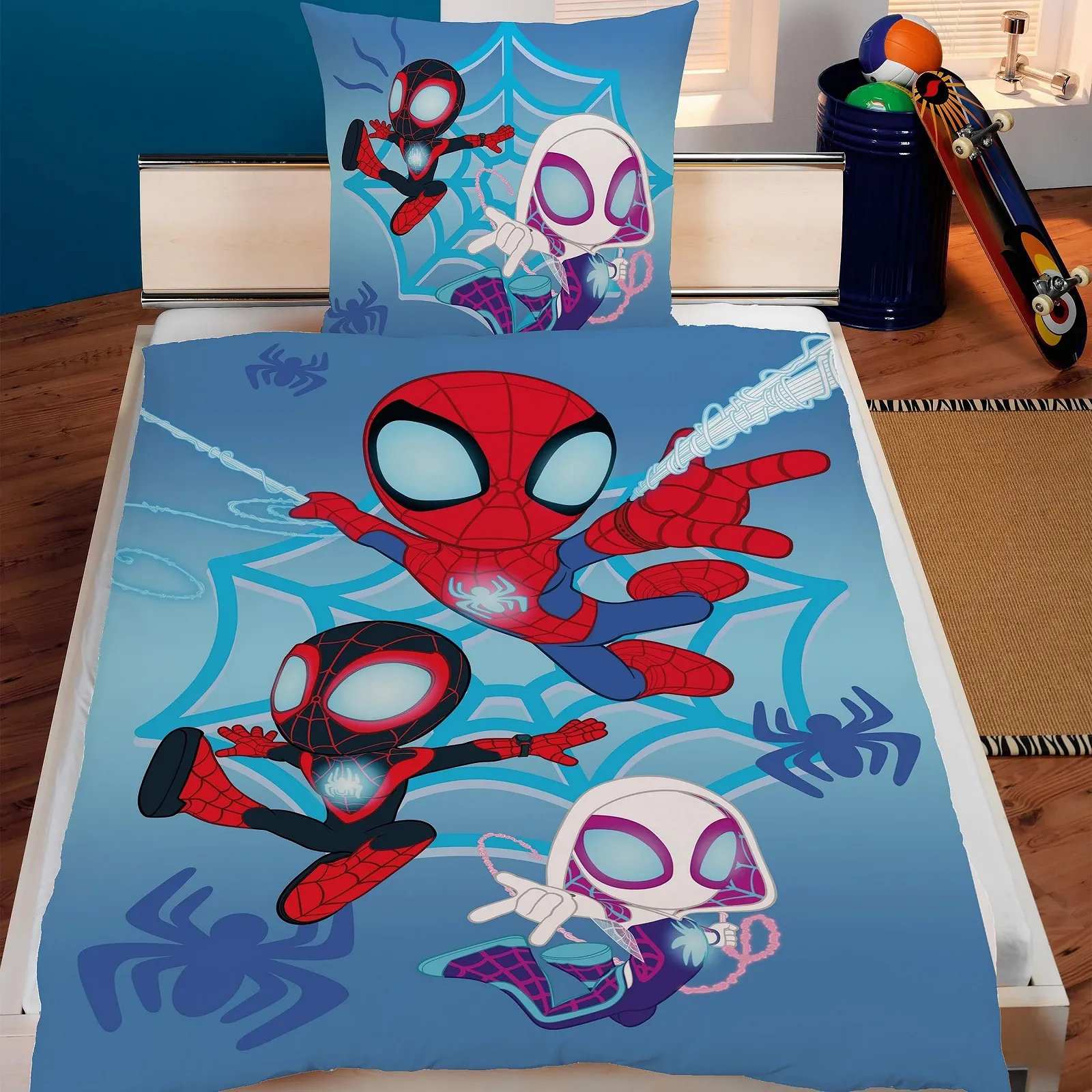 Комплект постельної білизни Familando Spidey двосторонній 135 x 200 см 100% бавовна багатоколірний, фото №2