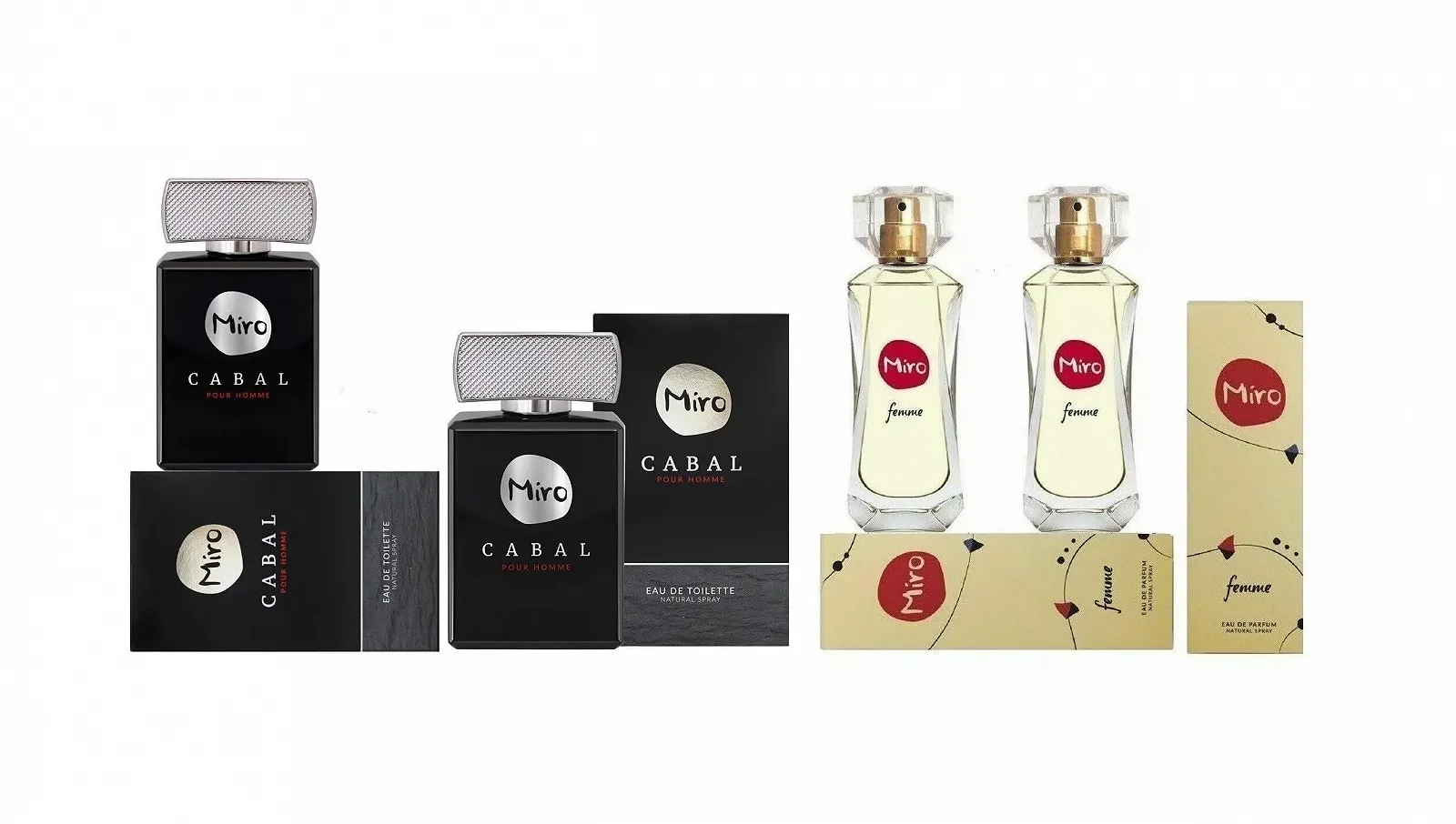 Туалетна вода Miro Cabal pour homme 2 x 75 мл + парфумована вода Miro Femme Spray 2 x 50 мл, фото №1