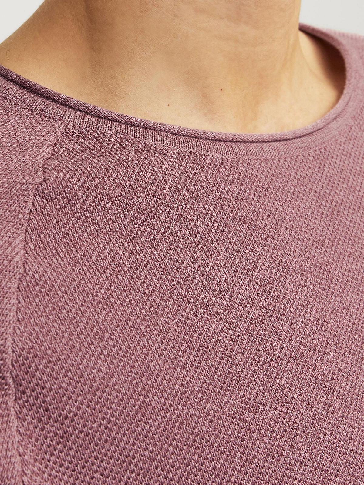 Джемпер JACK & JONES JJEHILL Мужской вязаный с круглым вырезом Базовый Длинный рукав Хлопковая рубашка, фото №5