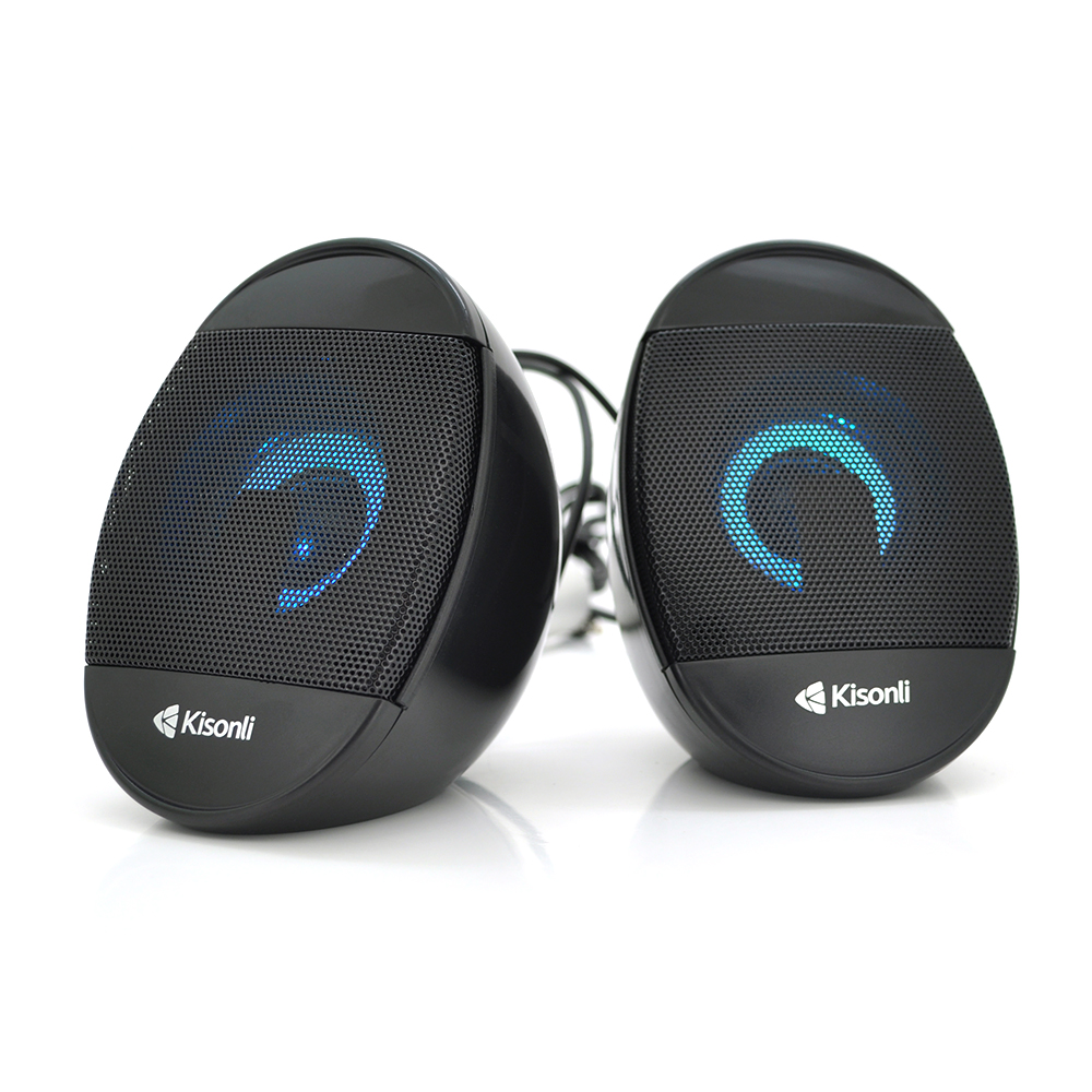 Колонки 2.0 Kisonli L-7070 для ПК і ноутбука USB 3.5mm, 2x3W 20Hz 20KHz Black BOX Q50, фото №1