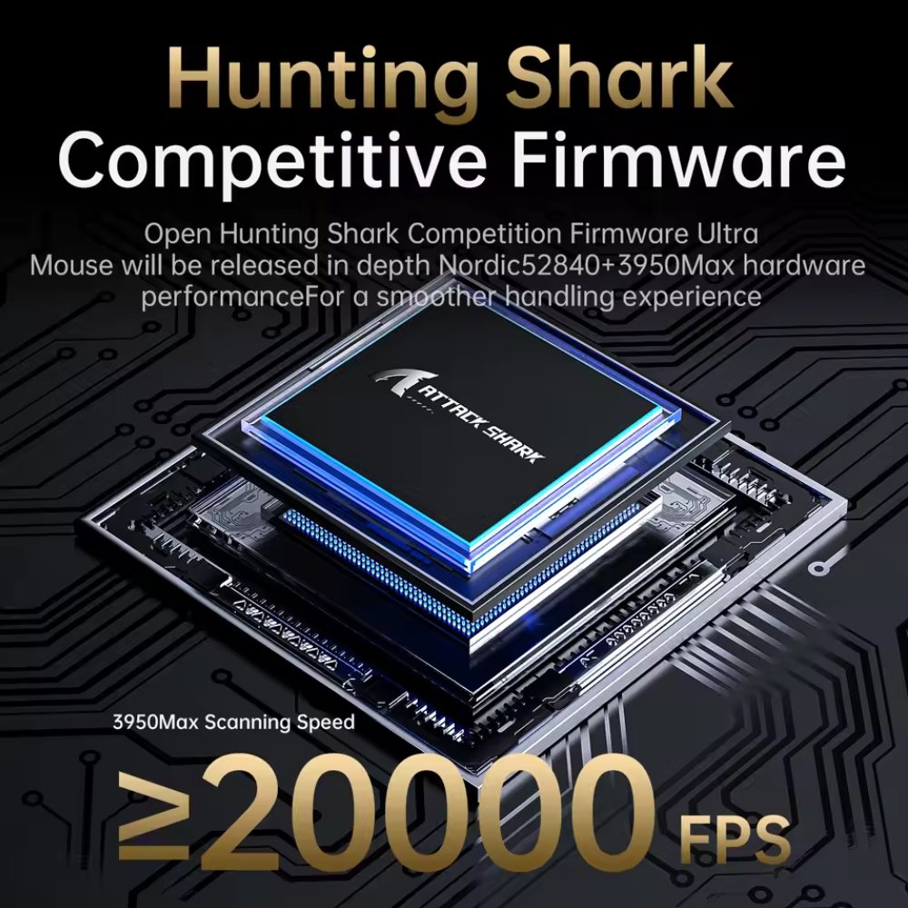 Ігрова мишка Attack Shark V5 Black PAW3950MAX 42K DPI 8000Гц 750IPS 50G, фото №8