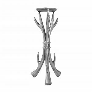 Підсвічник Vintage Shabby Chic З декоративними рогами З полірованого алюмінію Прибл. 33 x 16 см Ручної роботи synthetic.ua - Фото 1