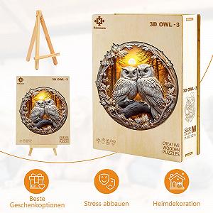 Деревянный 3D пазл Сова 300 деталей коробка подарков synthetic.ua - Фото 1