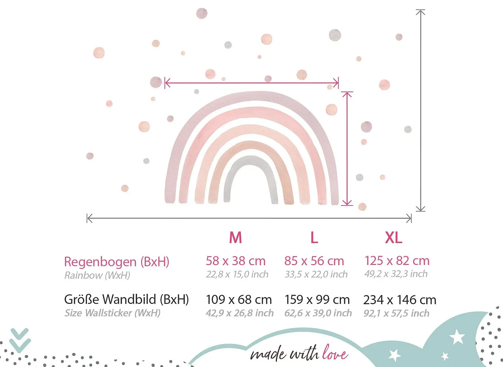 Наклейка на стену Little Deco DL5096-05-XL Радуга Точки Акварель Бохо, фото №3