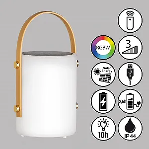 Настільна лампа FHL Easy Bari 850273 Вулична Сонячна RGB LED 0,6 + 0,5 Вт 40 лм Біла synthetic.ua - Фото 1